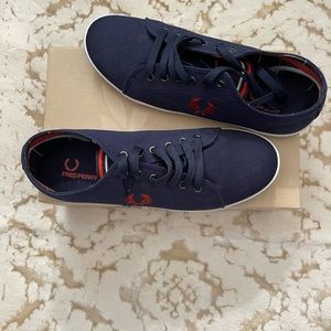 Navy Blue Fred Perry Canvas Sneakers
